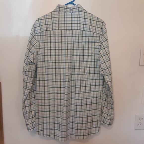 Duluth Trading Trim Fit Button Down Shirt Mens M Blue Green Long Sleeve Outdoors - Picture 6 of 8